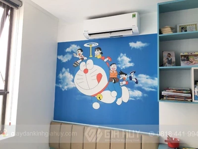Thi công tranh dán tường Baby tại tòa IEC Thanh Trì