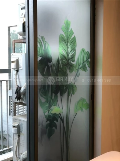 Thi công tranh dán kính hình cây xanh tại công trình Anland Complex Hà Đông