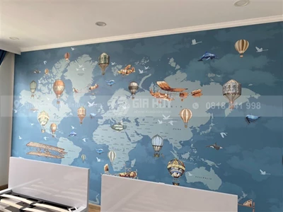 Tranh in 3D dán tường toà A3 căn 3812, Vinhomes Gardenia Hàm Nghi