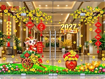 9 Mẫu Decal Dán Kính Tết Chào Năm Mới Rước Lộc Vào Nhà 2027