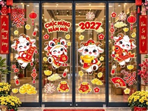 Decal Trang Trí Tết 2027 Đẹp Cho Cửa Kính Nhà Ở, Cửa Hàng