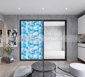 Giấy dán kính trang trí cá heo xanh - Mã A4 2