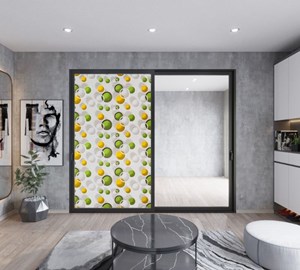 Giấy dán kính 3D hoạ tiết tròn xanh vàng 3D27