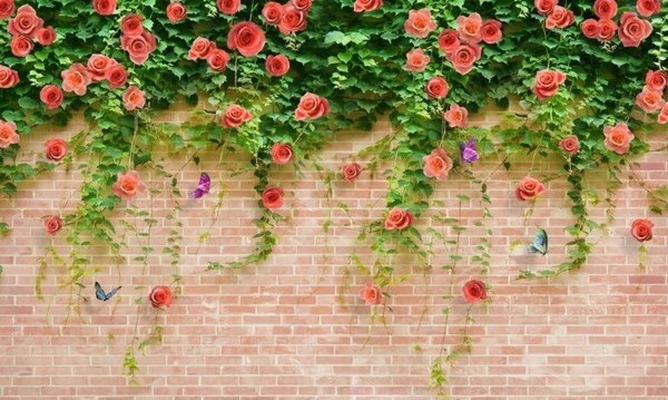 Tranh dán tường cửa sổ 3D bức tường hoa