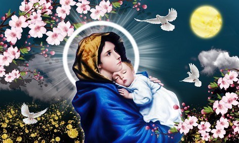 Tranh dán tường công giáo Đức Mẹ Maria