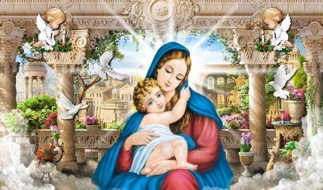 Tranh dán tường công giáo Đức Mẹ Maria