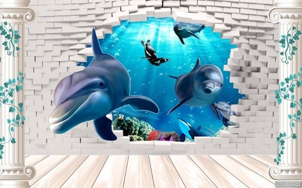 Tranh dán tường cho bé - Cá heo đại dương