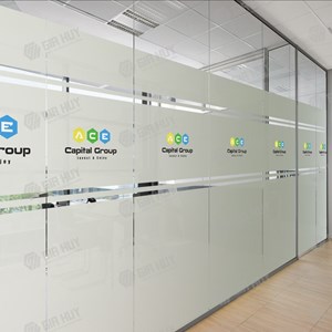 Giấy dán kính mờ kẻ line, in logo màu theo yêu cầu