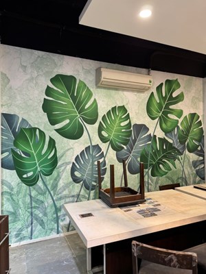 Tranh dán tường 3D lá cây nhiệt đới 2