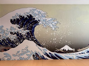 Tranh dán tường sóng biển phong cách Nhật Bản 2