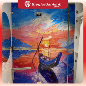 Decal dán kính hoạ tiết phong cảnh in UV trên nền decal trắng 2