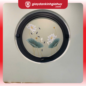 Decal dán kính hoạ tiết hoa sen in UV trên nền decal trắng 2