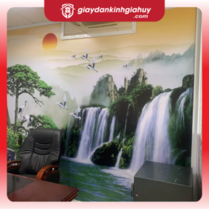 Decal dán kính hoạ tiết phong cảnh in UV trên nền decal trắng 2