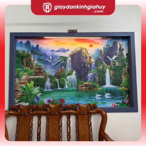 Tranh dán tường 3D phong cảnh non nước hữu tình