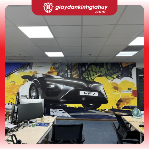 Tranh dán tường in hoa tiết cho văn phòng vinfat