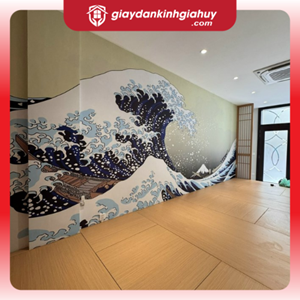 Tranh dán tường sóng biển phong cách Nhật Bản 2