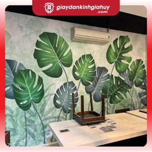 Tranh dán tường 3D lá cây nhiệt đới 2