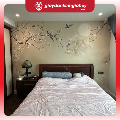 Tranh dán tường phong thuỷ hoa & chim nghệ thuật 