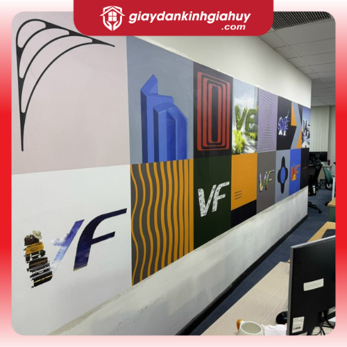 Tranh dán tường in hoa tiết cho văn phòng vinfat