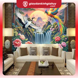 Tranh vải lụa Tùng hạc diên niên - in mực UV mang lại may mắn 2