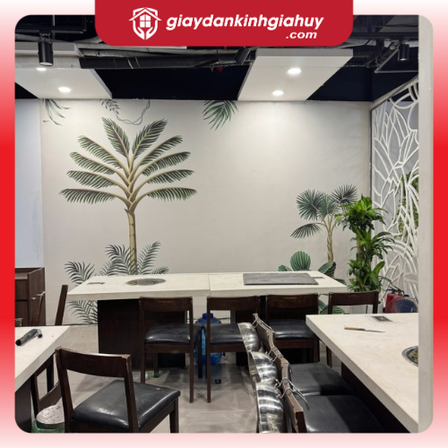 Tranh dán tường 3D lá cây nhiệt đới