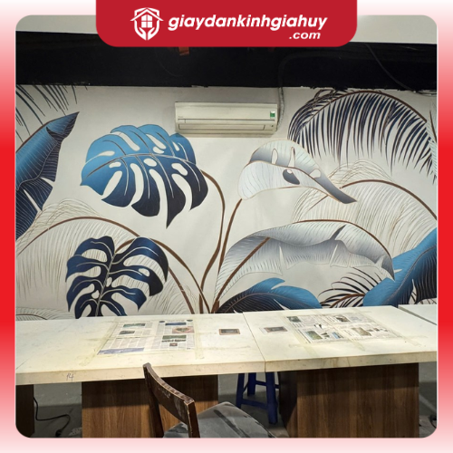 Tranh dán tường 3D lá cây nhiệt đới