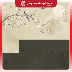 Tranh dán tường phong thuỷ hoa & chim nghệ thuật  2