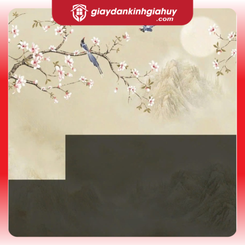 Tranh dán tường phong thuỷ hoa & chim nghệ thuật 