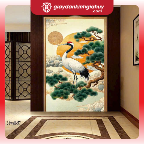 Tranh vải lụa Tùng hạc diên niên - in mực UV mang lại may mắn