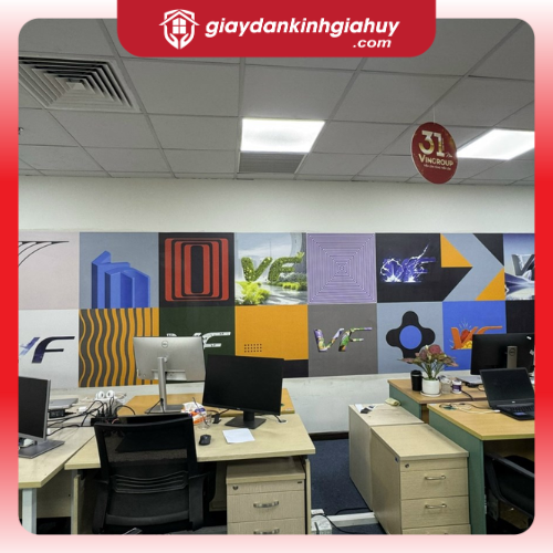 Tranh dán tường in hoa tiết cho văn phòng vinfat