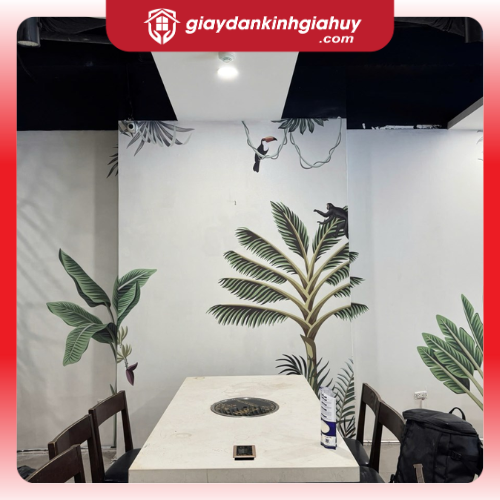 Tranh dán tường 3D lá cây nhiệt đới