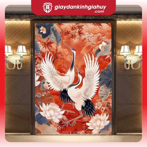 Tranh vải lụa Tùng hạc diên niên - in mực UV mang lại may mắn