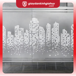 Mẫu Decal Mờ In Hoạ Tiết Các Nhà Cao Tầng Cho Văn Phòng 