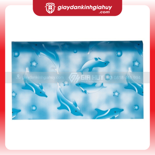 Giấy dán kính trang trí cá heo xanh - Mã A4