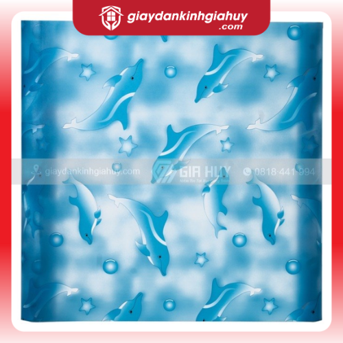 Giấy dán kính trang trí cá heo xanh - Mã A4