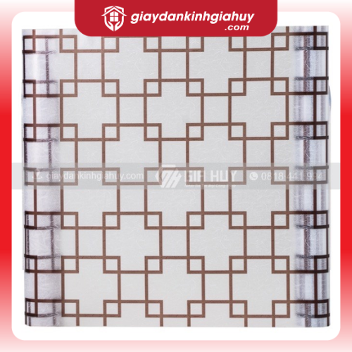 Giấy dán kính trang trí kẻ ô vuông nâu - Mã A26