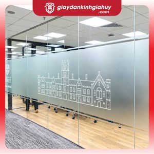 Decal mờ trơn in logo cho văn phòng 2