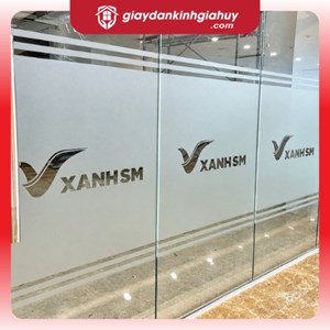 Giấy dán kính mờ kẻ line, cắt Logo CNC theo yêu cầu 2