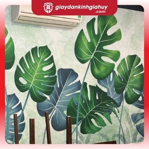 Tranh dán tường 3D lá cây nhiệt đới