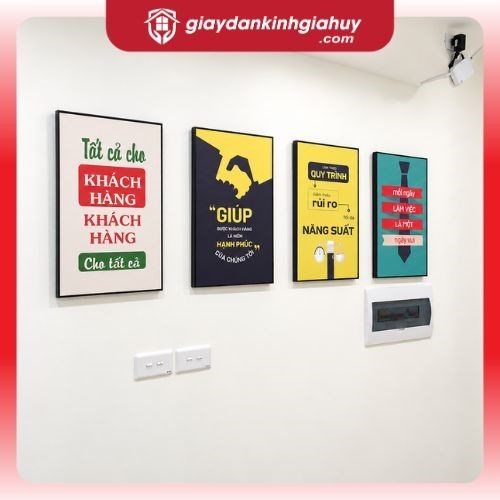 Tranh dán tường in slogan theo thiết kế cho văn phòng