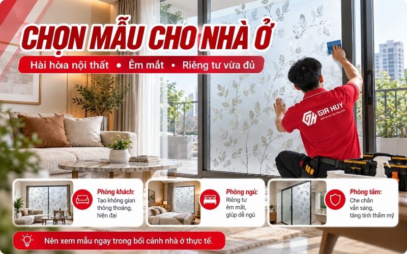 Mẫu giấy dán kính hoa văn cho nhà ỏ