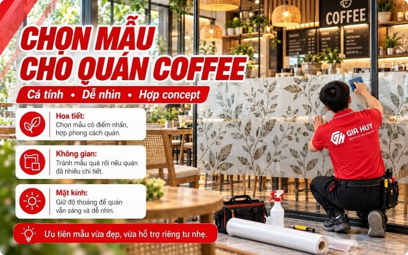 Giấy dán kính trang trí quán cafe