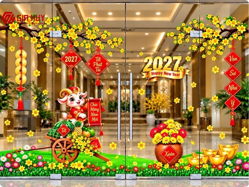 Decal dán kính Thần Tài