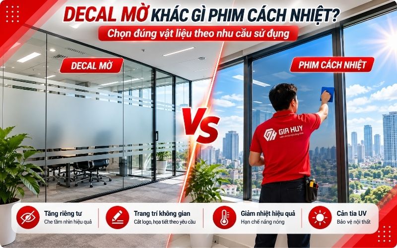 Decal mờ khác với phim cách nhiệt như nào