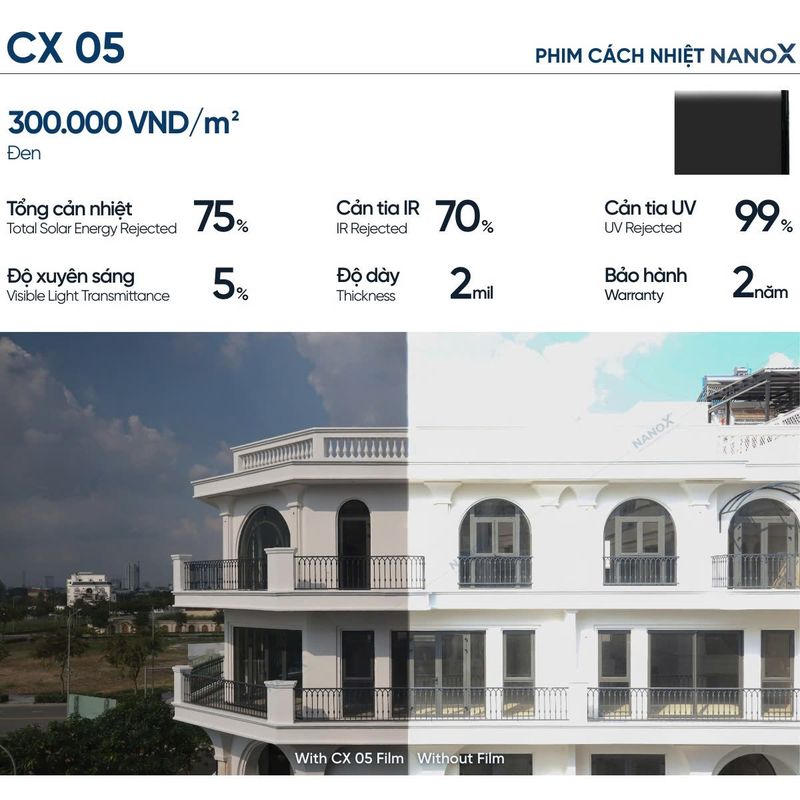 Bảng giá và thông số phim cách nhiệt Hàn Quốc mã cx 05