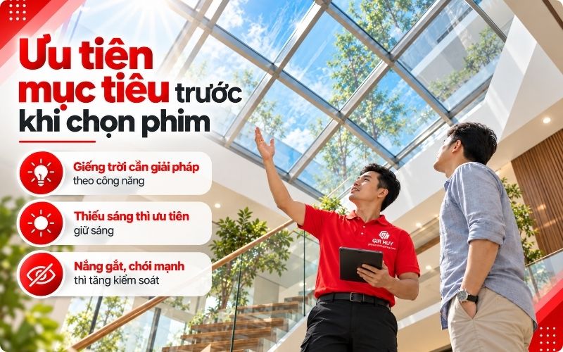 Ưu tiên chọn loại phim phù hợp cho mái kính