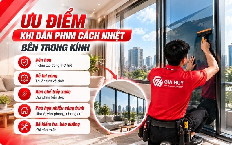 Ưu điểm khi dán phim cách nhiệt bên trong cửa kính