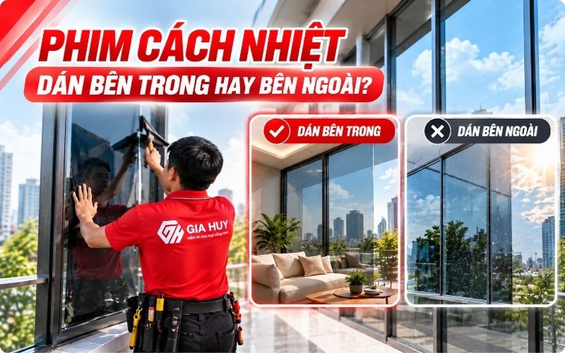 Phim cách nhiệt nên dán bên trong kính để tránh mưa gió nóng ẩm