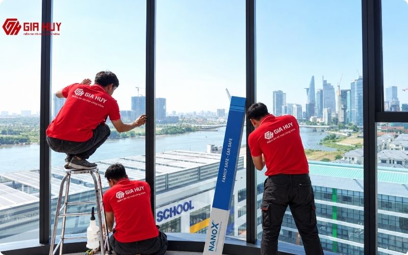 thi công phim cách nhiệt nhà kính văn phòng