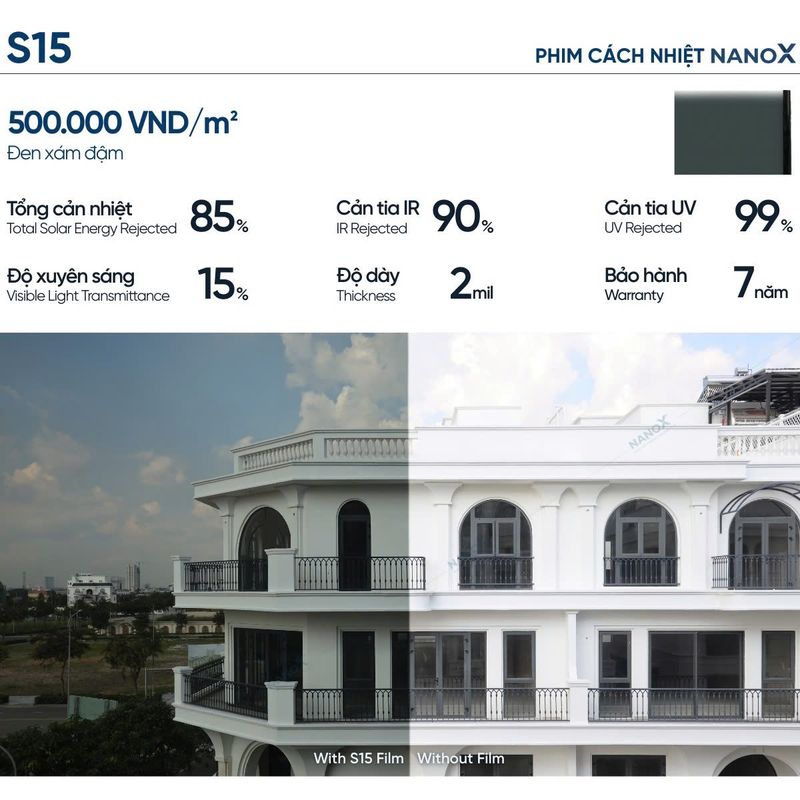 Bảng giá và thông số phim cách nhiệt Hàn Quốc mã s15